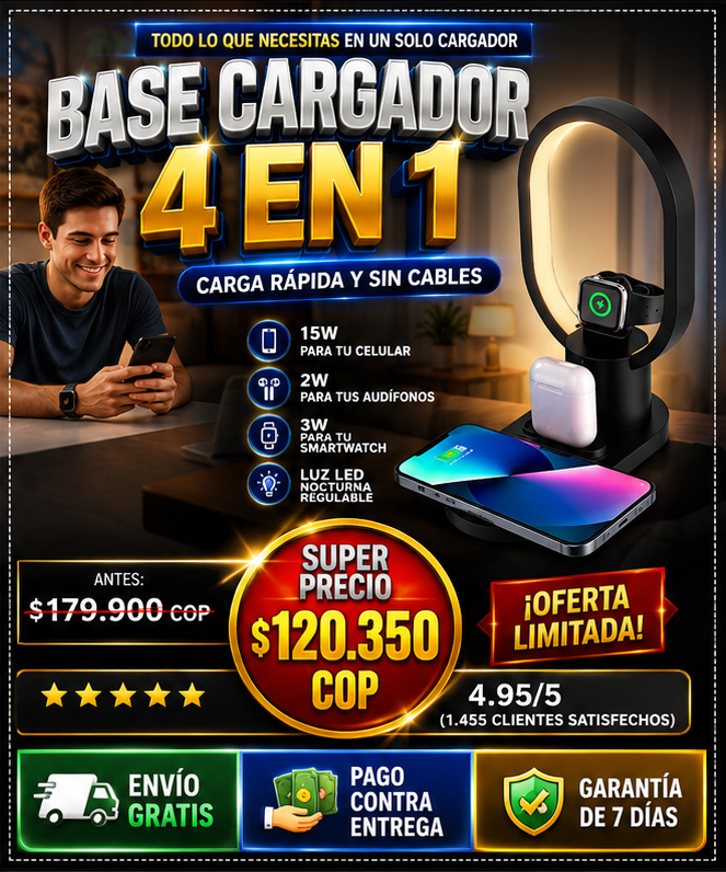 Base de Carga Inalámbrica 4 en 1