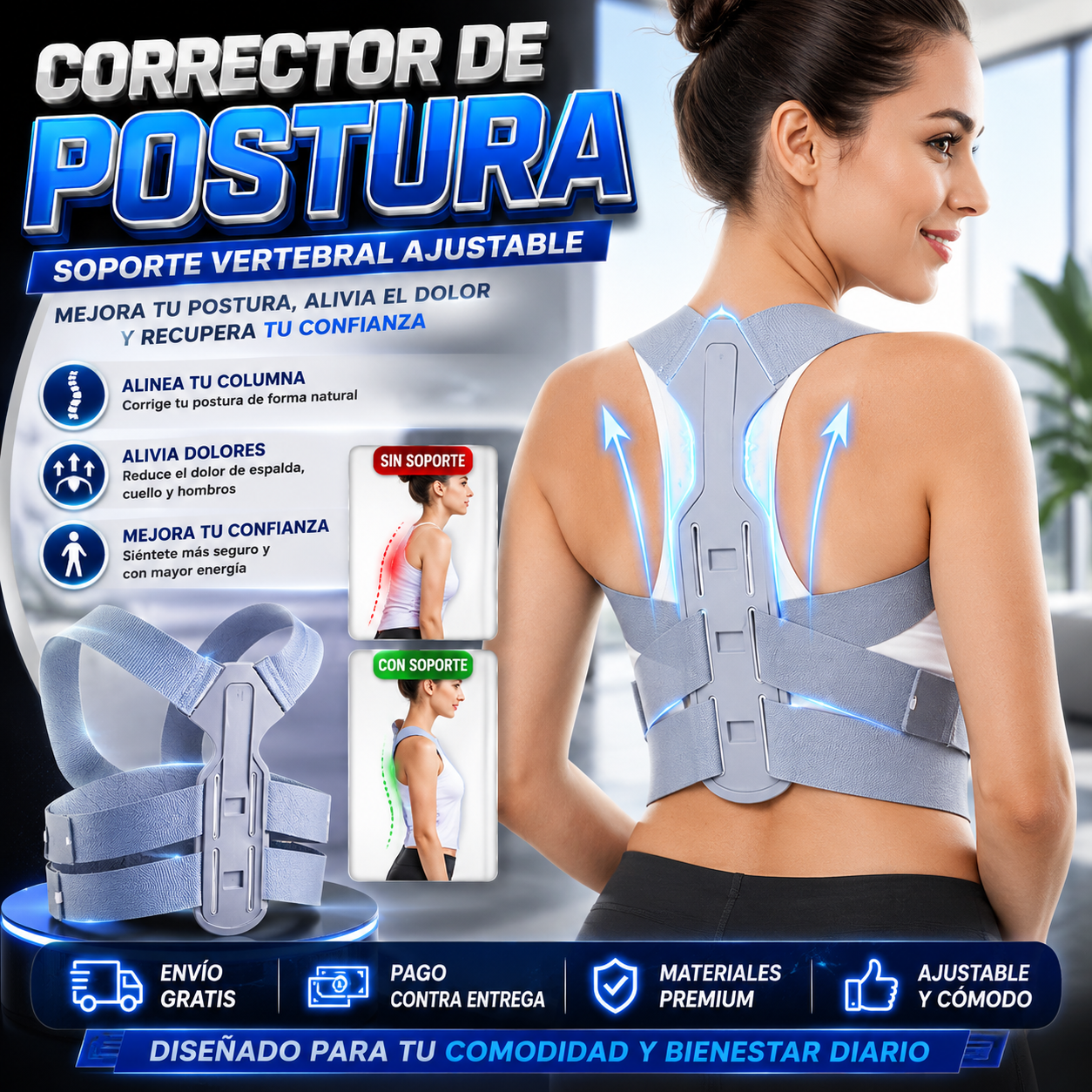 Corrector de Postura con Soporte Vertebral