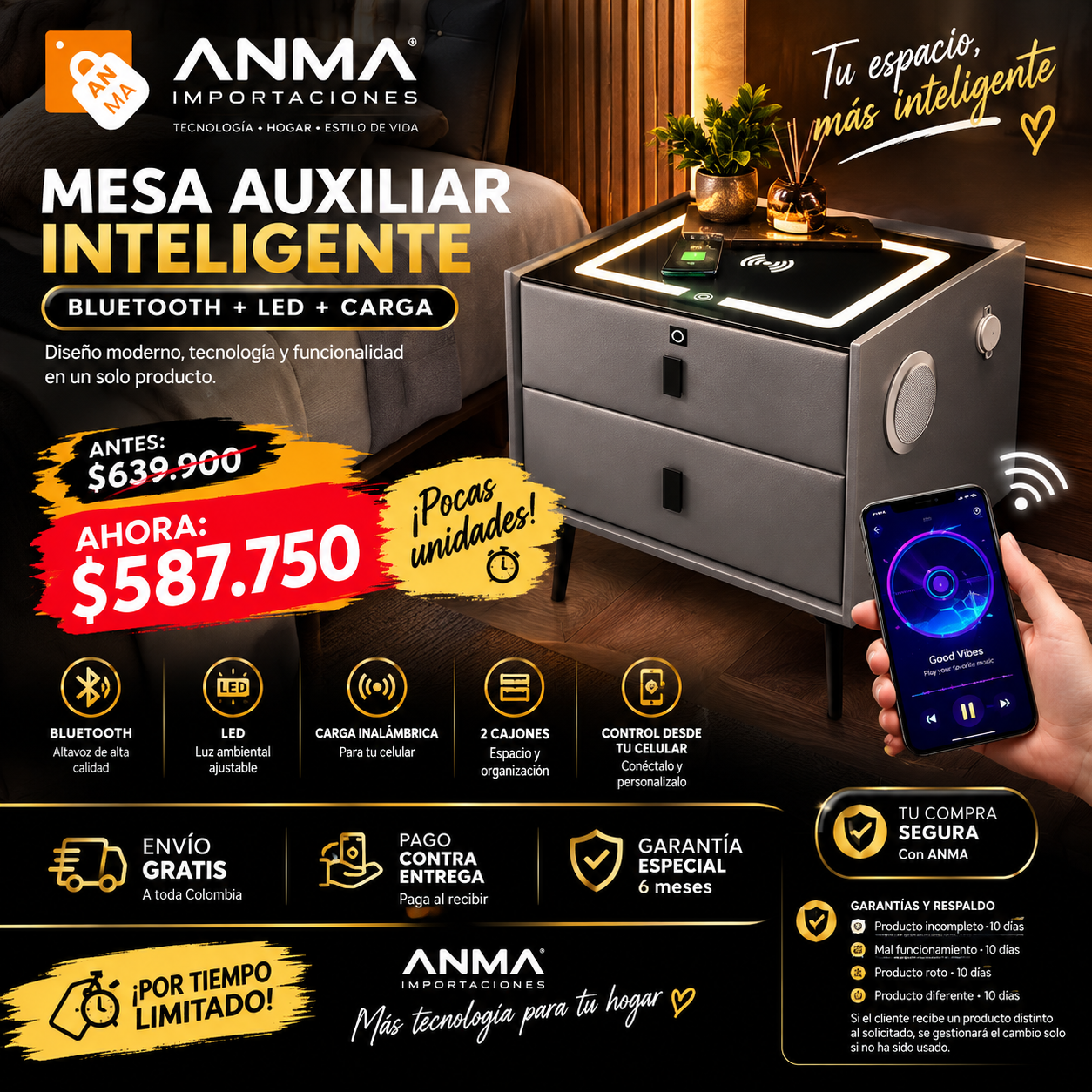 Mesa De Noche Smart Nigh Pro