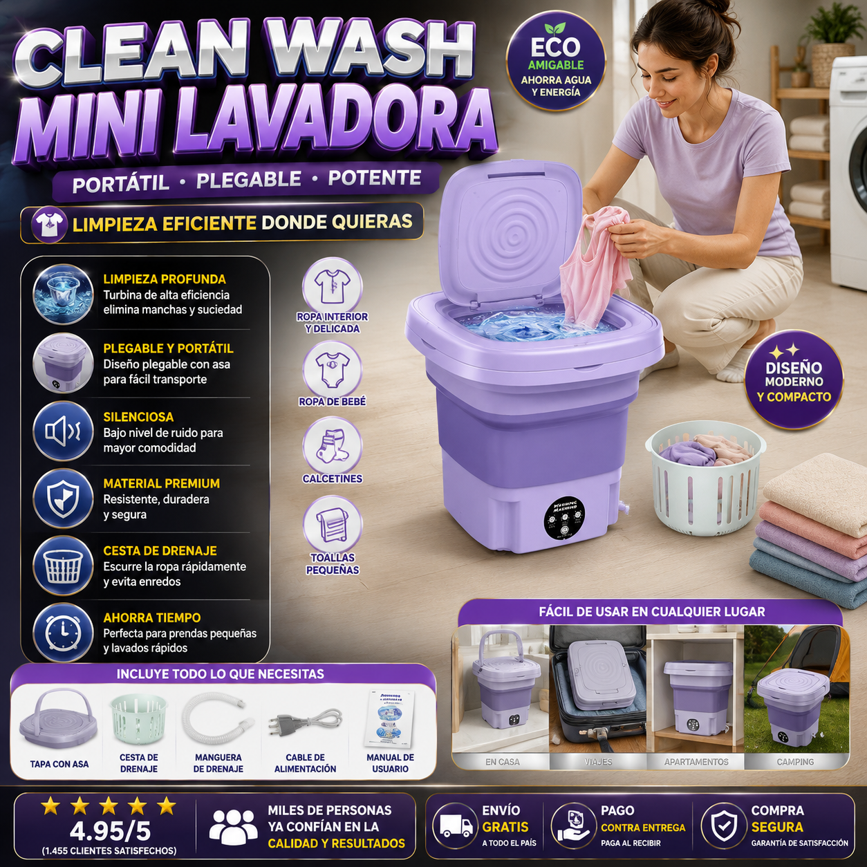 Mini Lavadora portátil plegable