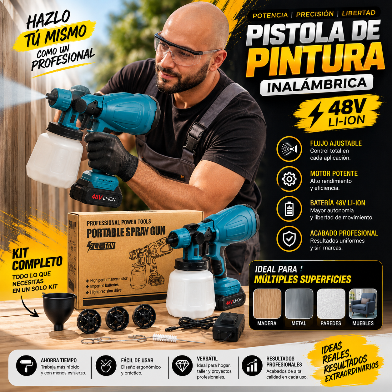 Pistola de pintura inalámbrica 48V Li-Ion