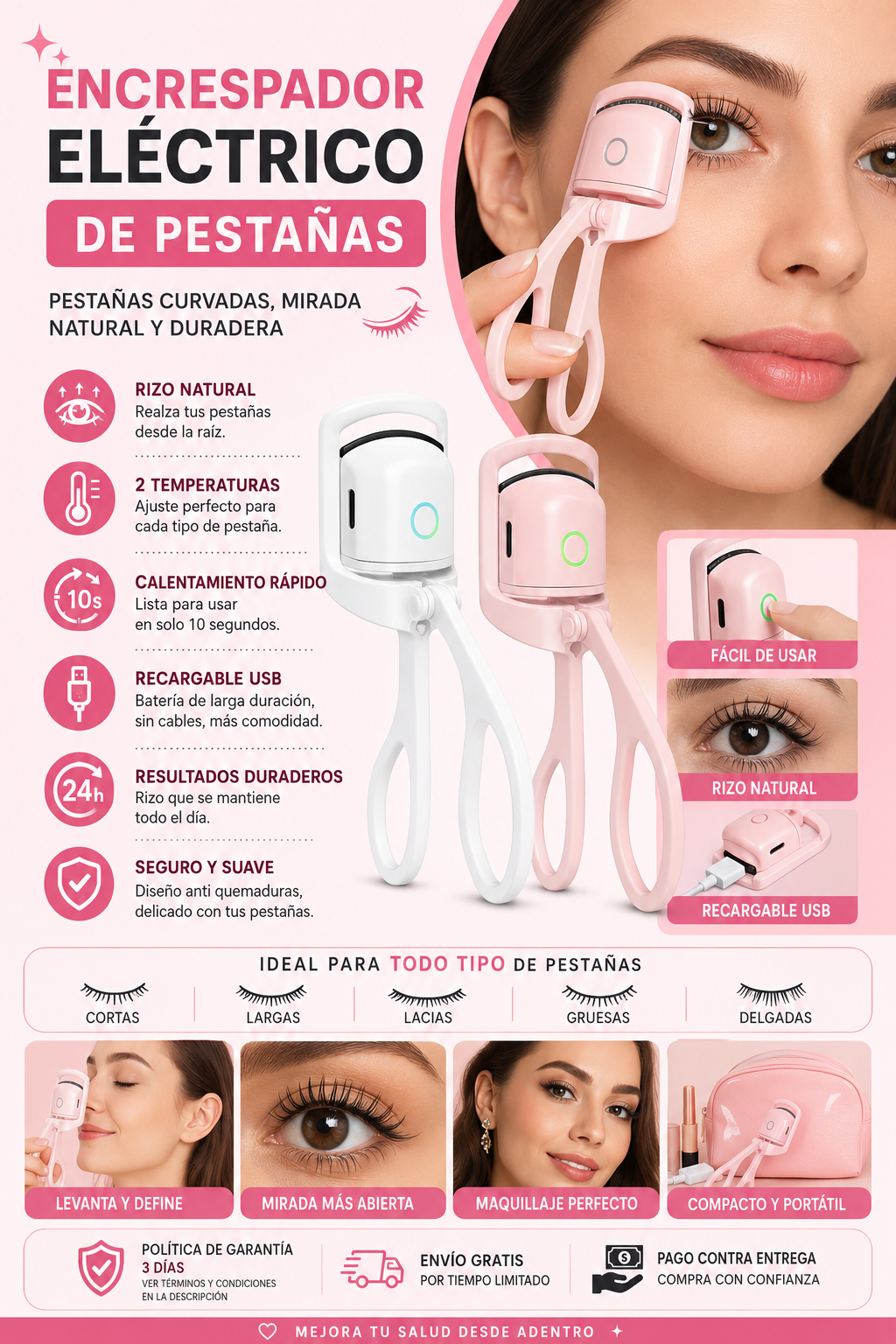 Rizador de pestañas electrico USB