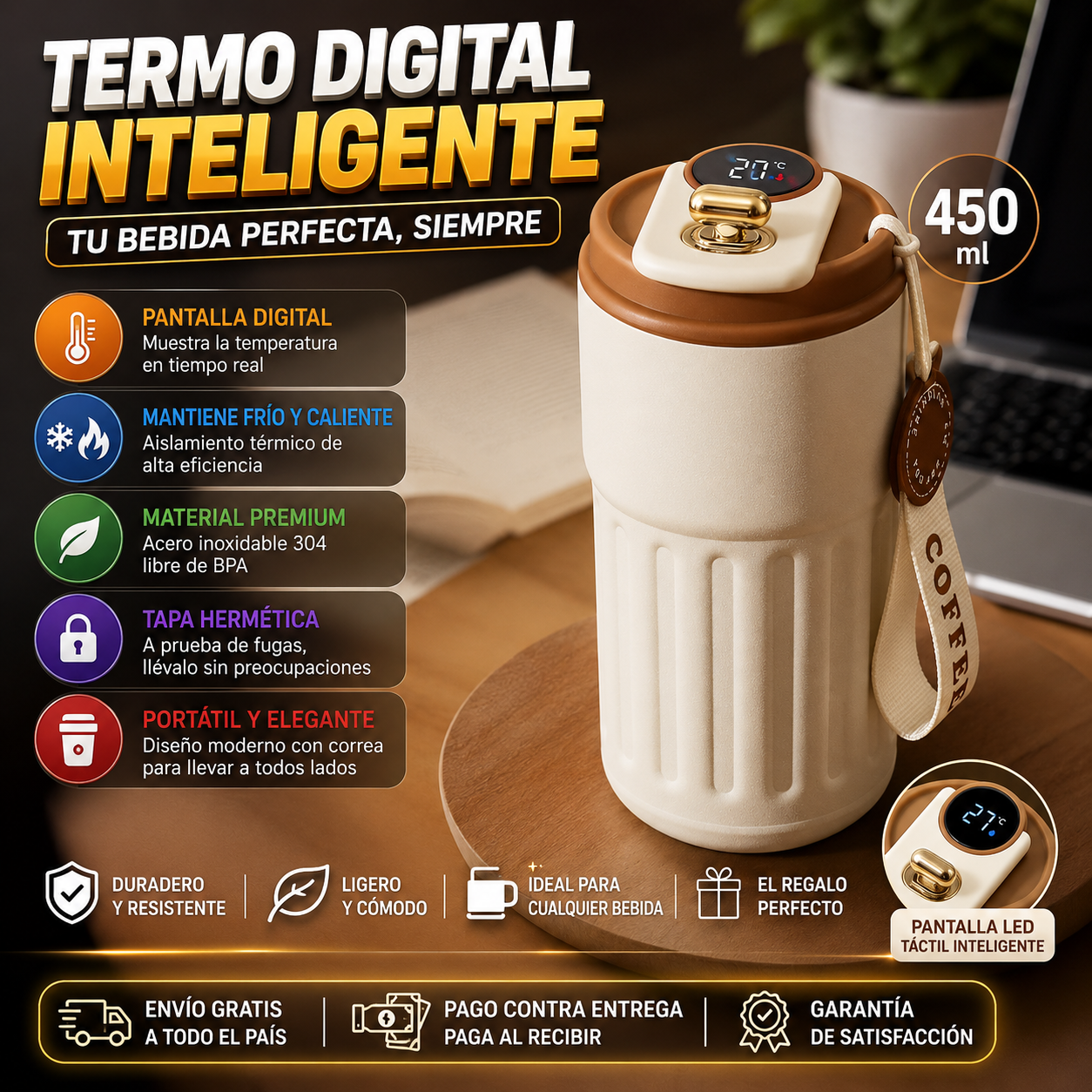 Termo Digital Inteligente 450 ml